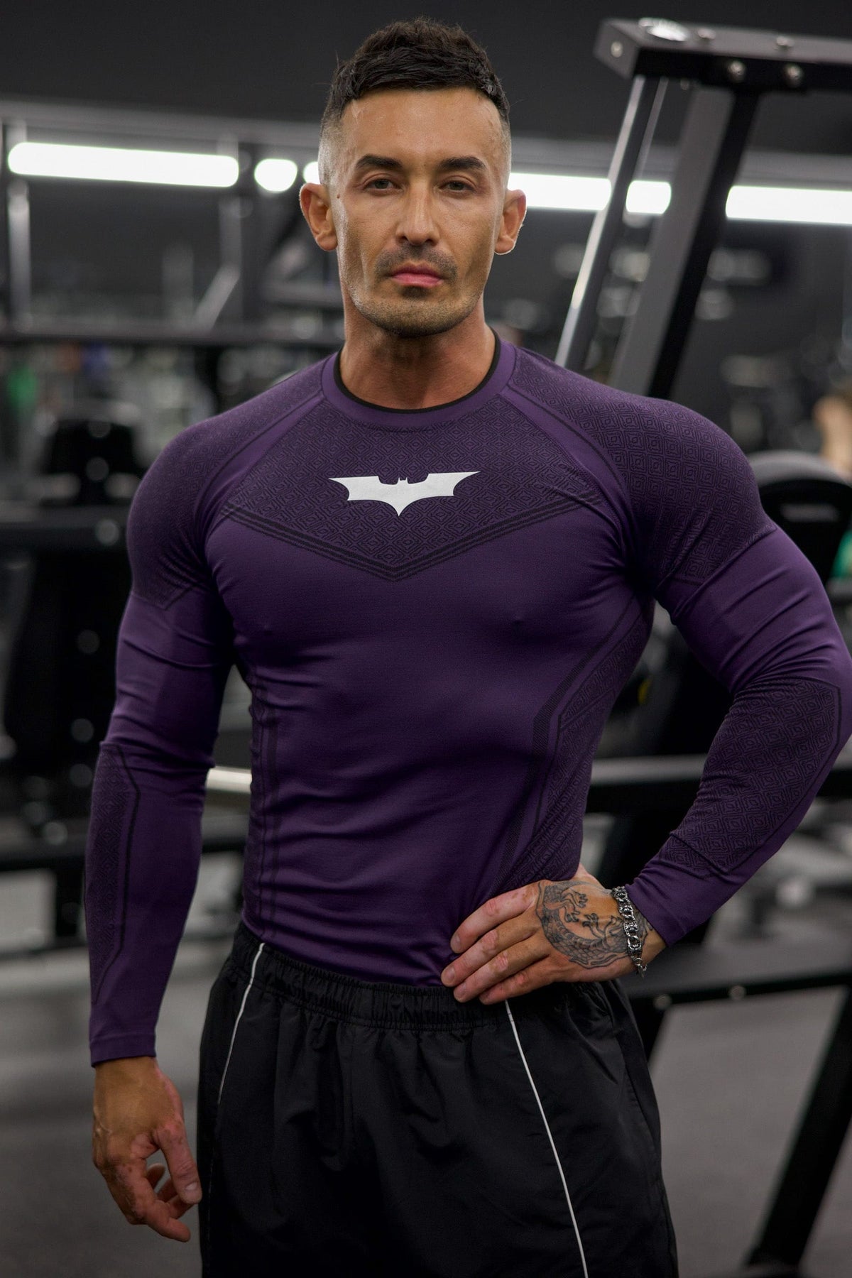 8004 - Batman Compression Longsleeves - Purple Limited Edition - APP ONLY