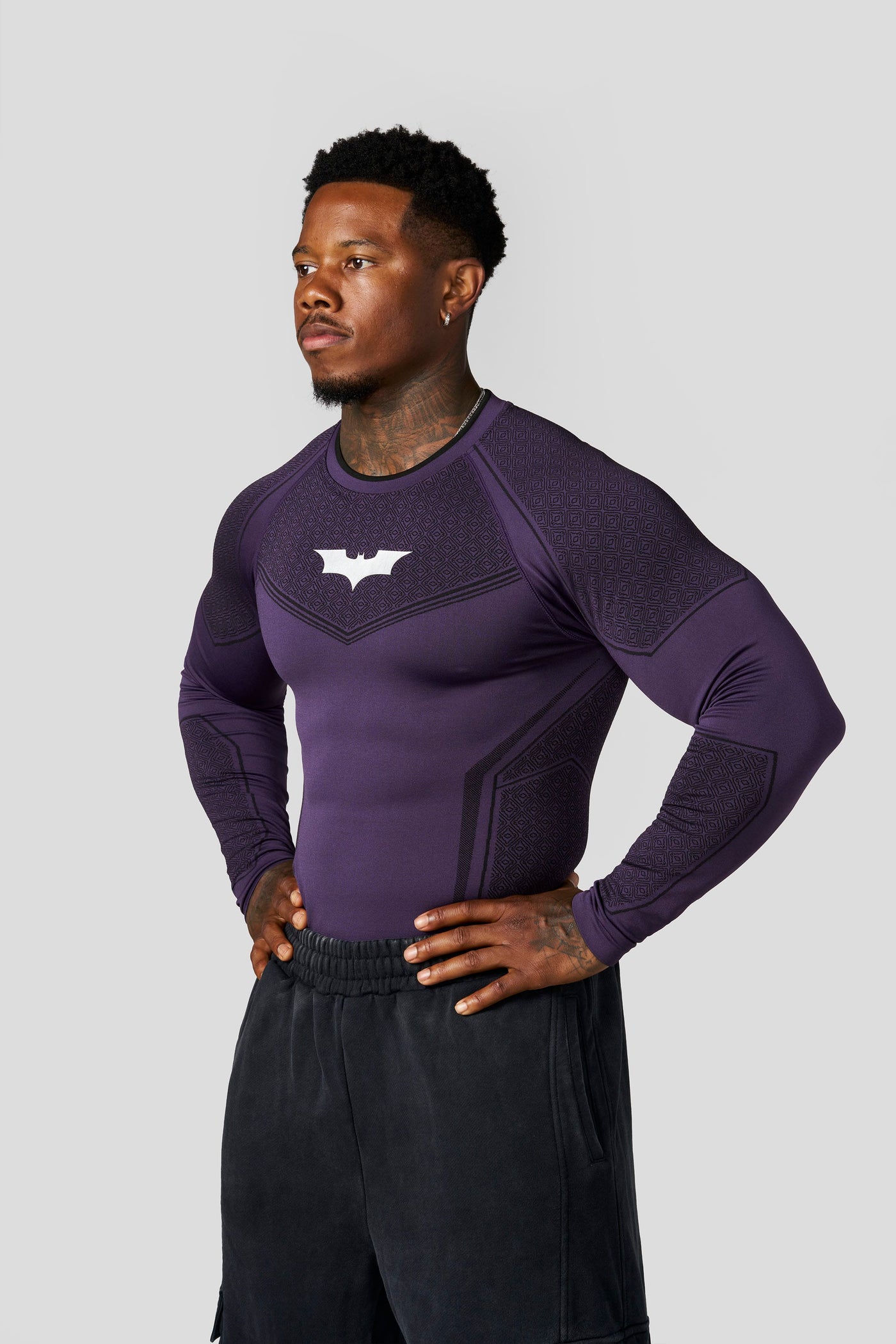 8004 - Batman Compression Longsleeves - Purple Limited Edition - APP ONLY